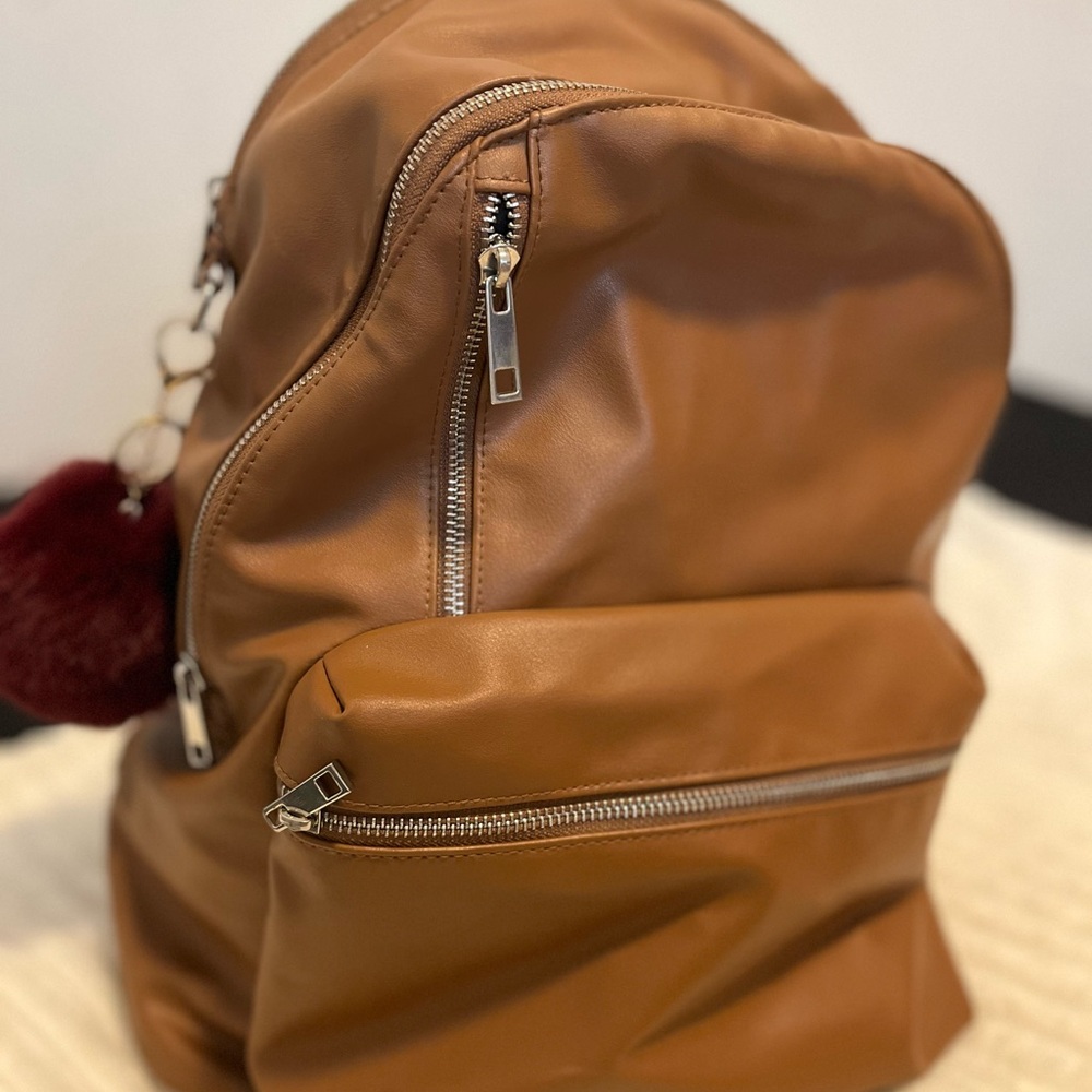 Elegant Brown Leather Backpack.B-31